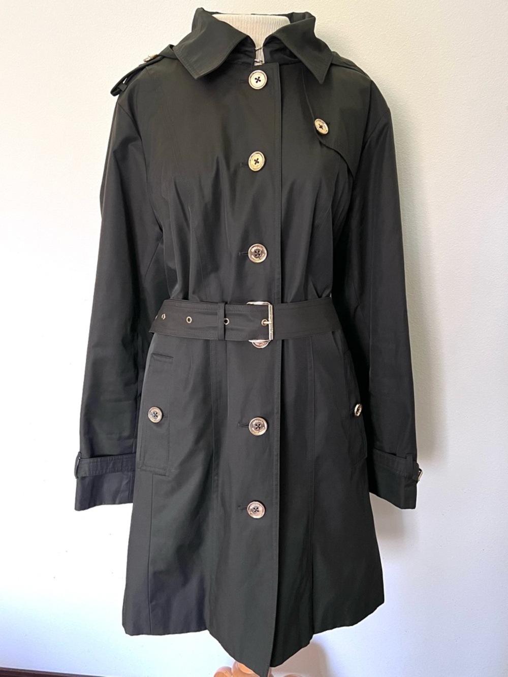 Michael Kors Olive Green Belted Trench Jacket Size 1X EUC